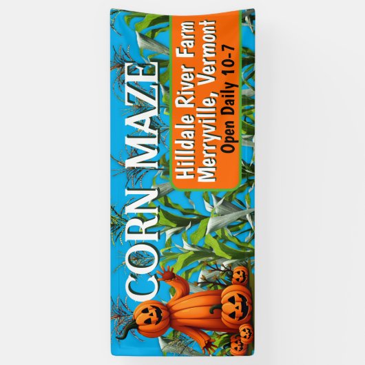 コーンメイズ秋シーズンファームおもしろいサイン 横断幕 (縦)
