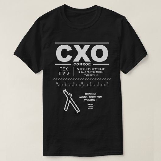 コーンロー/ノースヒューストンリージョナル空港 CXO USAA Tシャツ (デザイン正面)