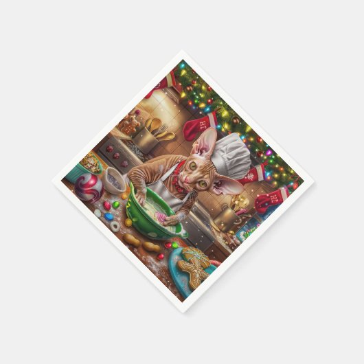 コーンワルレックスホリデーベーキング:フェスティバルクリスマス スタンダードカクテルナプキン (角)