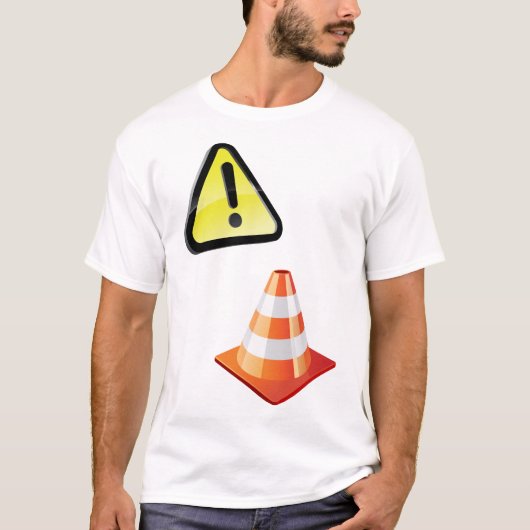 コーン付き警告注意標識 Tシャツ (正面)