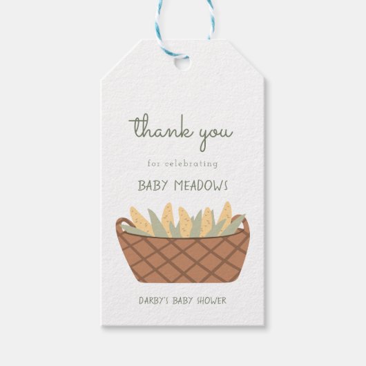 コーン地元で栽培されたベビーシャワーメッセージカード ギフトタグ (正面)