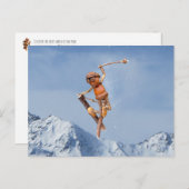 コーン小妖精や小人飛んでいるオンザスキー冬はがき ポストカード (正面/裏面)