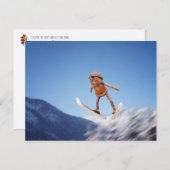 コーン小妖精や小人飛んでいるオンザスキー冬はがき ポストカード (正面/裏面)