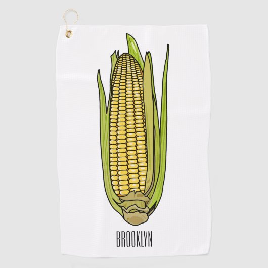 コーン漫画イラストレーション ゴルフタオル (正面)