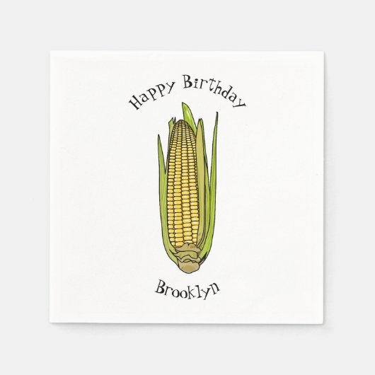 コーン漫画イラストレーション スタンダードカクテルナプキン (正面)