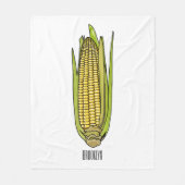 コーン漫画イラストレーション フリースブランケット (正面)