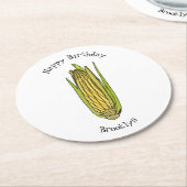 コーン漫画イラストレーション ラウンドペーパーコースター (アングル)
