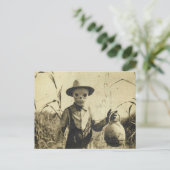 コーン畑の不気味なヴィンテージスケルトン ポストカード (スタンド正面)