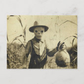 コーン畑の不気味なヴィンテージスケルトン ポストカード (正面)