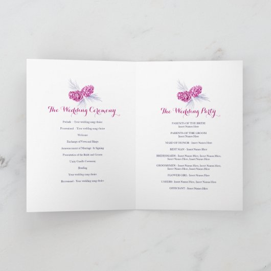 コーン紫色の海軍の冬の秋の結婚式プログラム プログラム (内部)