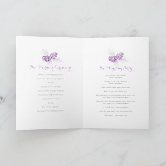 コーン紫色の灰色の冬の秋の結婚式プログラム プログラム (内部)