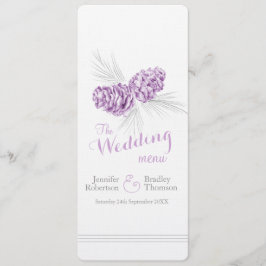 コーン紫色の灰色の冬の結婚式のディナーメニュー メニュー
