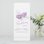 コーン紫色の灰色の冬の結婚式のディナーメニュー メニュー (スタンド正面)