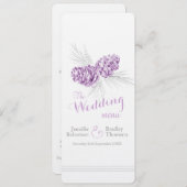 コーン紫色の灰色の冬の結婚式のディナーメニュー メニュー (正面/裏面)