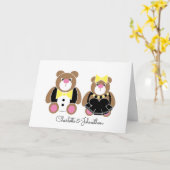 コーン結婚ワルの記念テディベア カード (黄色い花)