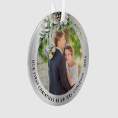 コーン緑の新し結婚い第1クリスマスフォト オーナメント (正面)