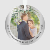 コーン緑の新し結婚い第1クリスマスフォト オーナメント (裏面)