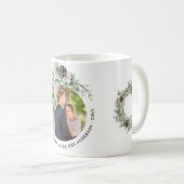 コーン緑の新し結婚い第1クリスマスフォト コーヒーマグカップ (正面右)