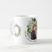 コーン緑の新し結婚い第1クリスマスフォト コーヒーマグカップ (正面左)
