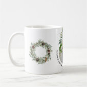 コーン緑の新し結婚い第1クリスマスフォト コーヒーマグカップ (左)