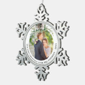 コーン緑の新し結婚い第1クリスマスフォト スノーフレークピューターオーナメント (右)