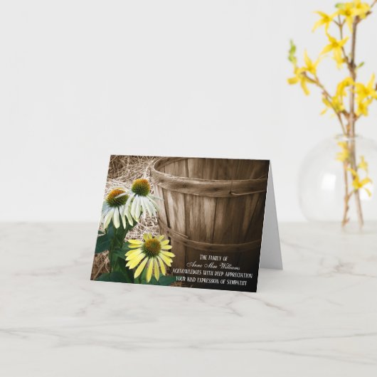 コーン花とバスケット悔やみや弔慰ありがとう カード (黄色い花)