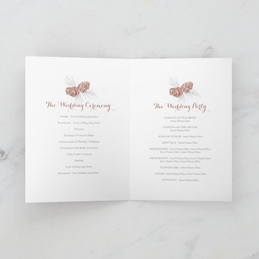 コーン茶色の灰色の冬の秋の結婚式プログラム プログラム (内部)