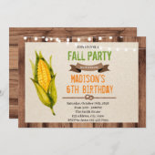 コーン誕生日テーマパーティーの招待 招待状 (正面/裏面)