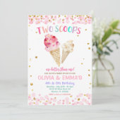 コーン アイスクリーム ショップの誕生日パーティー招待状 招待状 (スタンド正面)