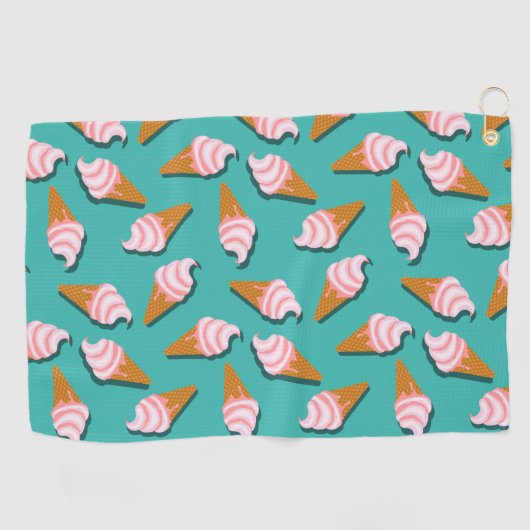 コーン・アイス・ヨーグルト凍っていのワッフル模様 ゴルフタオル (横)