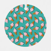 コーン・アイス・ヨーグルト凍っていのワッフル模様 メタルオーナメント (正面)