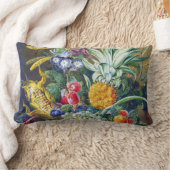 コーン、フルーツ、ブルーの花を使った静物体験 ランバークッション (ブランケット)