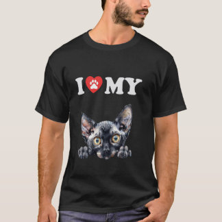コーン・レックスの子猫が大好き 面白い猫好きの男性用M Tシャツ