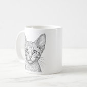 コーン・レックスの子猫マグ コーヒー 白インク 黒 コーヒーマグカップ (正面左)