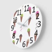 コーン、時計の4種類のアイスクリーム ラージ壁時計 (傾斜)