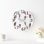 コーン、時計の4種類のアイスクリーム ラージ壁時計 (ホーム)