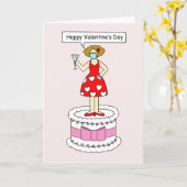 コーヴィッド19ハッピーバレンタインデーカートゥーンレディ カード (黄色い花)