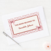 コー ピンクの弓のバックトゥスクール ブックプレート 長方形シール (封筒)