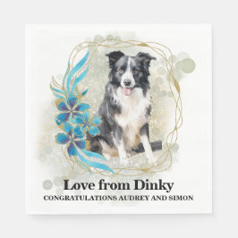 コ縁どリーペットのナ結婚プキンと犬の写真 スタンダードランチョンナプキン