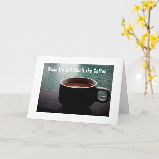 コ退職したーヒーの匂いを嗅ぐ準備ができてリラックスいる カード (黄色い花)