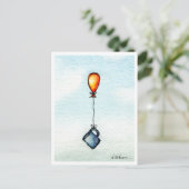 コ飛んでいるーヒー水色はがき ポストカード (スタンド正面)