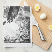 コ sperm クジラのジャンプ、ビンテージ海洋生物動物 キッチンタオル (四つ折り)