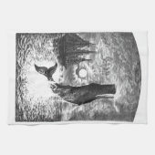 コ sperm クジラのジャンプ、ビンテージ海洋生物動物 キッチンタオル (横)