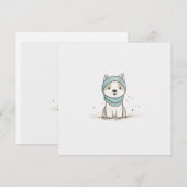 コzyなハスキーイラスト - スカーフを巻いたかわいい子犬 シーズンカード (正面/裏面)