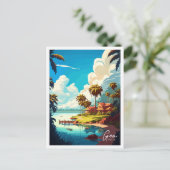 ゴアインディアヴィンテージ旅行イラストレーション ポストカード (スタンド正面)