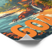 ゴアビーチインド芸術的旅行イラストレーション ポスター (角)