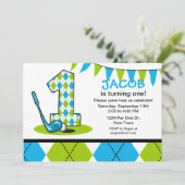 ゴアーガイル柄のルフ1歳の誕生日 招待状 (スタンド正面)