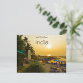 ゴア・インドのビーチでの夕日 ポストカード (スタンド正面)