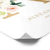 ゴイルフォイル子供部屋モノグラムピーチ花模様レターA ポスター (角)