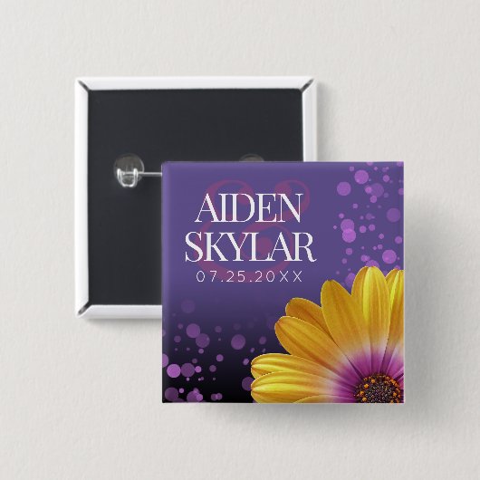 ゴエレガントールデンデイジーとパープルグリッター結婚ズ 缶バッジ (正面&裏面)
